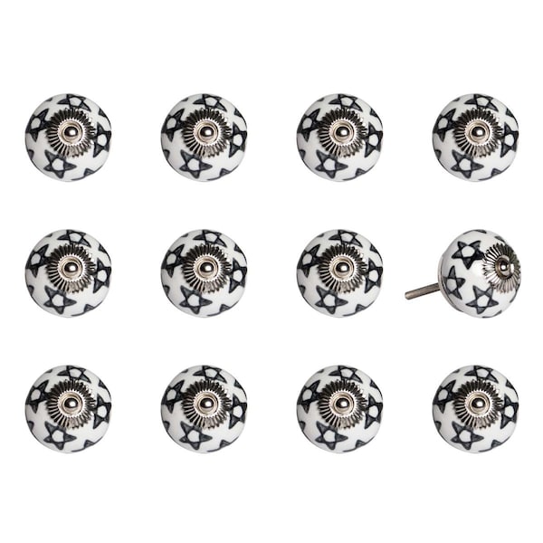 Decoracion K000016 Knob It - White Black & Silver, 12PK - DE3698964