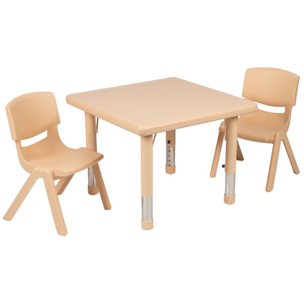 Flash Furniture Square 24 W, 24 L, 23.75 H, Plastic, Steel, Brown - YU-YCX-0023-2-SQR-TBL-NAT-R-GG
