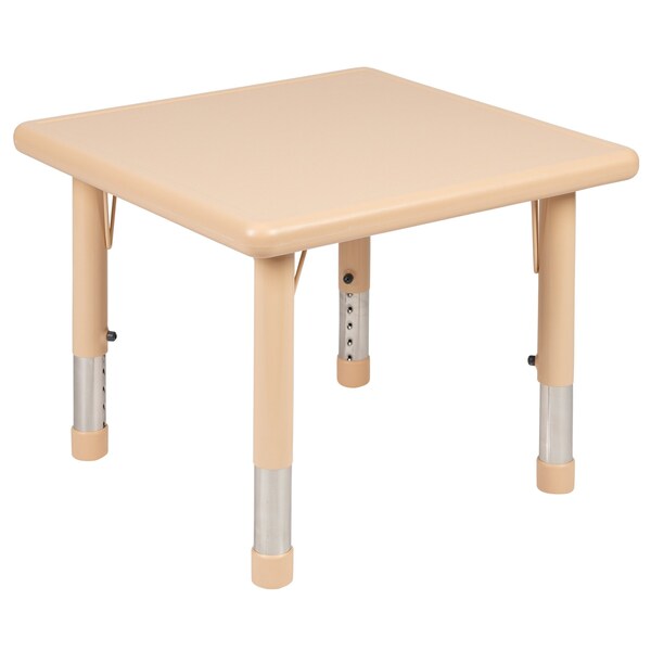 Flash Furniture Square 24 W, 24 L, 23.75 H, Plastic, Steel, Brown - YU-YCX-0023-2-SQR-TBL-NAT-R-GG
