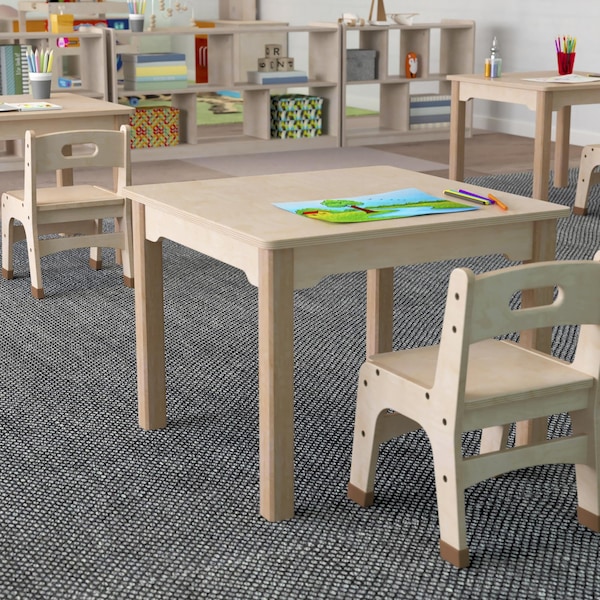 Flash Furniture 23.5 in W, 23.5 in L, 18 in H, Beechwood, Birch Plywood, Beech - MK-ME088008-GG