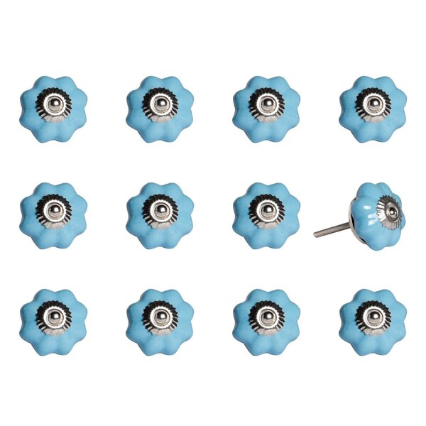 Decoracion K000023 Knob It - Light Blue Silver, 12PK - DE3098122