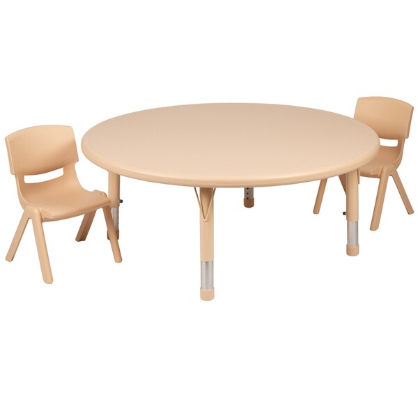 Flash Furniture Round 45 W, 45 L, 23.75 H, Plastic, Steel, Brown - YU-YCX-0053-2-ROUND-TBL-NAT-R-GG