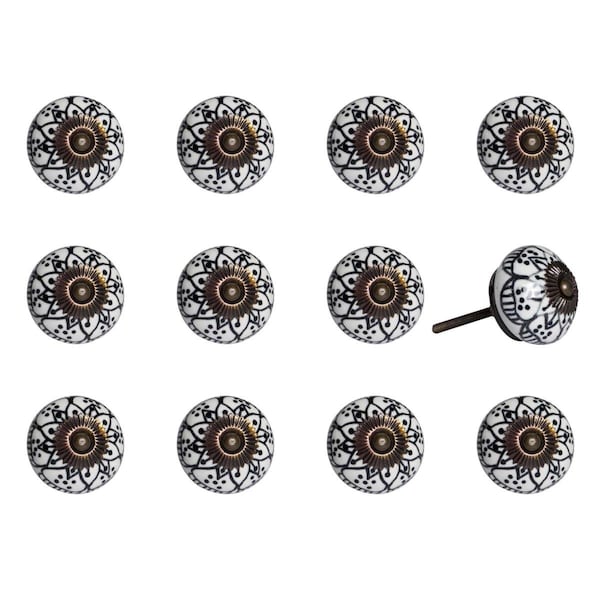 Decoracion K000029 Knob It - Black White & Copper, 12PK - DE3086685