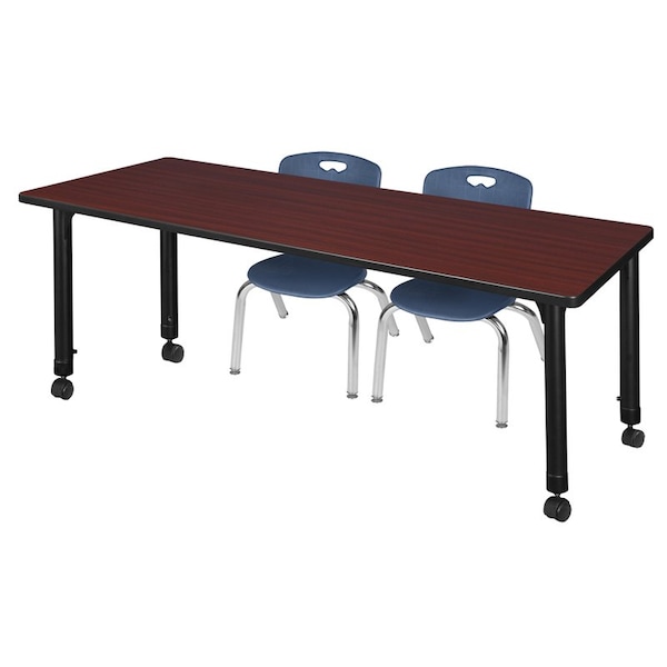 Regency Tables > Height Adjustable > Rectangular Mobile Table & Chair Sets, 72 W, 30 L, 23-34 H, Mahogany - MT7230MHAPCBK45NV
