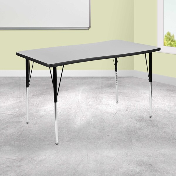 Flash Furniture Rectangle 28 W, 47.5 L, 30.25 H, Chrome, Laminate, Particleboard, Steel, Grey - XU-A3048-CON-GY-T-A-GG