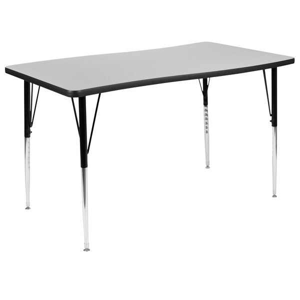 Flash Furniture Rectangle 28 W, 47.5 L, 30.25 H, Chrome, Laminate, Particleboard, Steel, Grey - XU-A3048-CON-GY-T-A-GG