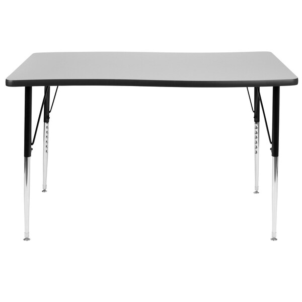 Flash Furniture Rectangle 28 W, 47.5 L, 30.25 H, Chrome, Laminate, Particleboard, Steel, Grey - XU-A3048-CON-GY-T-A-GG