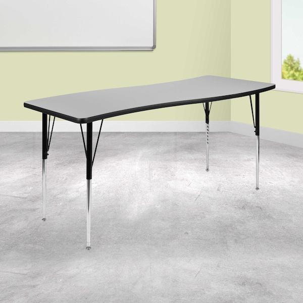 Flash Furniture Rectangle 26 W, 60 L, 30.25 H, Chrome, Laminate, Particleboard, Steel, Grey - XU-A3060-CON-GY-T-A-GG
