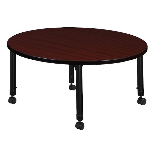 Regency Tables > Height Adjustable > Round Mobile Tables, 30 W, 30 L, 23-34 H, Wood|Metal, Mahogany - TB30RNDMHAPCBK