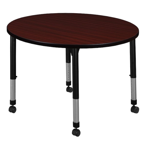 Regency Tables > Height Adjustable > Round Mobile Tables, 30 W, 30 L, 23-34 H, Wood|Metal, Mahogany - TB30RNDMHAPCBK