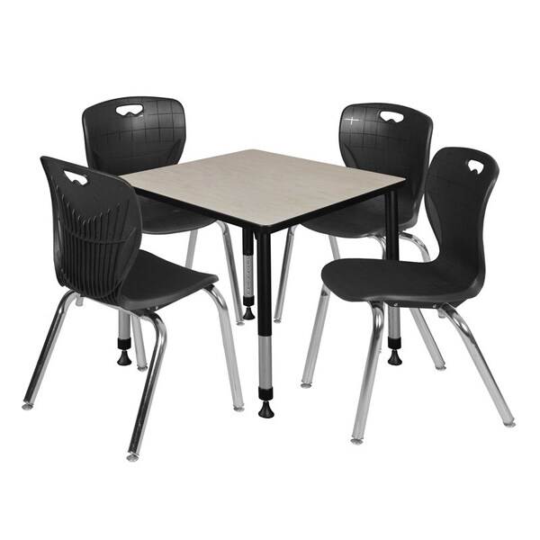 Regency Tables > Height Adjustable > Square Table & Chair Sets, 30 W, 30 L, 23-39 H, Maple - TB3030PLAPBK40BK