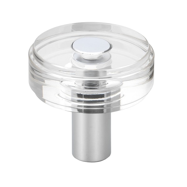 Gliderite Hardware 1-1/2 in. Clear Acrylic Knob Polished Chrome, 5PK - 5828-PC-5
