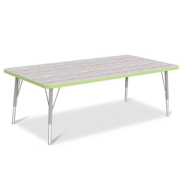 Jonti-Craft Berries Rectangle Activity Table, 30 in. x 60 in., E-height, Driftwood Gray/Key Lime/Gray - 6408JCE451