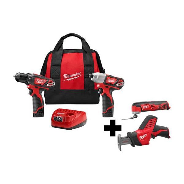 Milwaukee Tool M12 2Pcs Kit, M12 Hackzall, M12 Multitool, Includes Battery (1.5Ah) & Charger - 2494-22, 2420-20, 2426-20