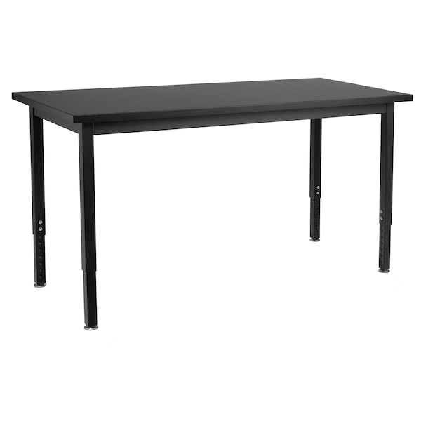 National Public Seating Rectangle Height Adjust Science Lab Table, 24" x 72, 24" W, 72" L, 22.25-37.25" H, Black - SLT3-2472C