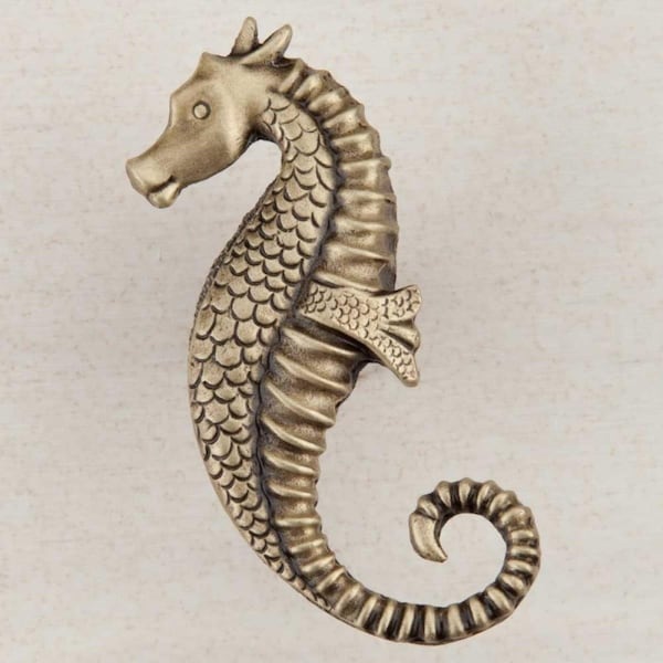 Acorn Mfg Artisan Collection Seahorse Knob, Antique Brass - DPEAP