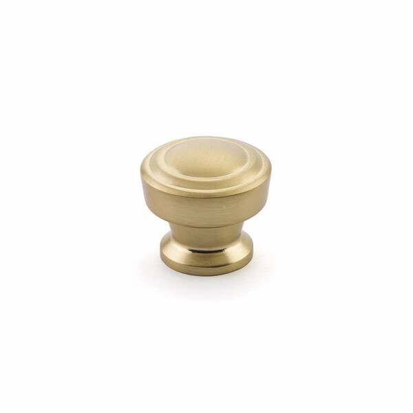 Schaub 1-1/4in Menlo Park Round Cabinet Knob Signature Satin Brass Finish - 533-SSB