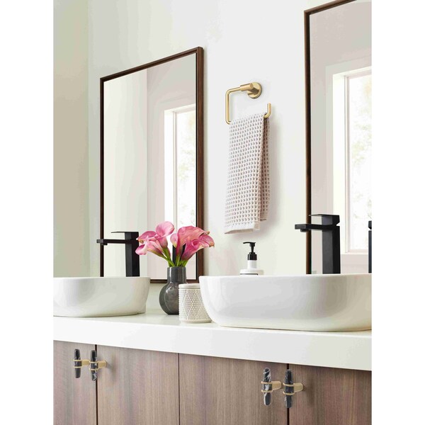 Amerock Carrione 2-1/2 in 64 mm Length Marble Black/Golden Champagne Cabinet Knob - BP36647MBKBBZ