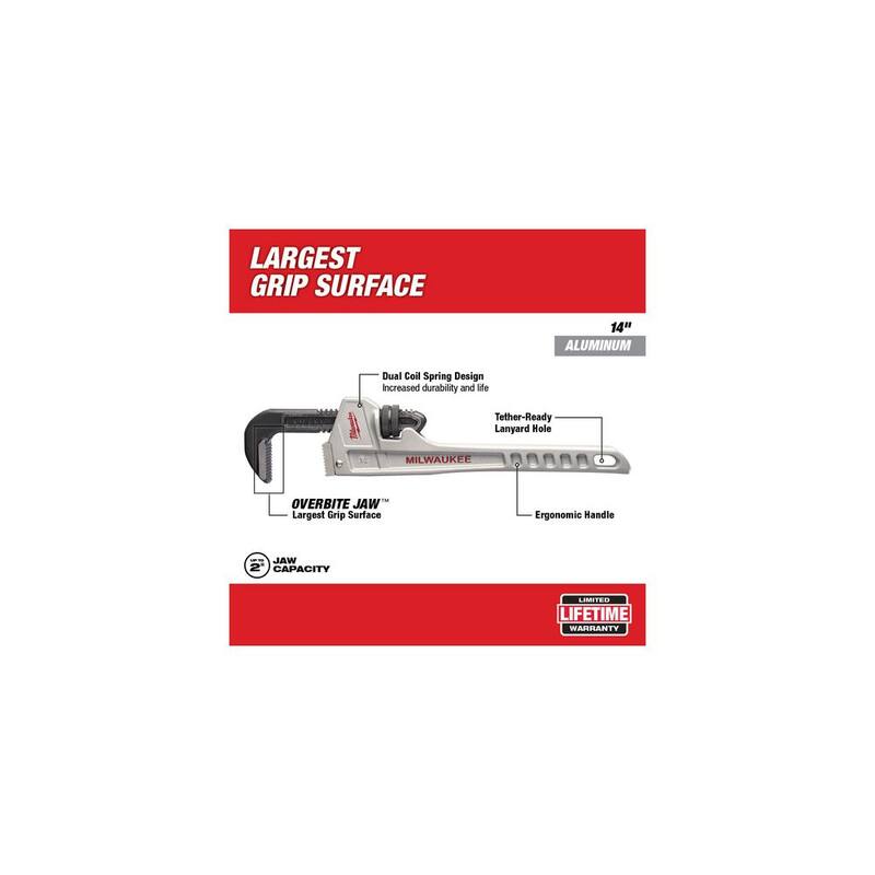 Juego de Llaves para tubo de aluminio de 10 pulgadas y 14 pulgadas de Milwaukee (2 piezas) - 48-22-7210-48-22-7214