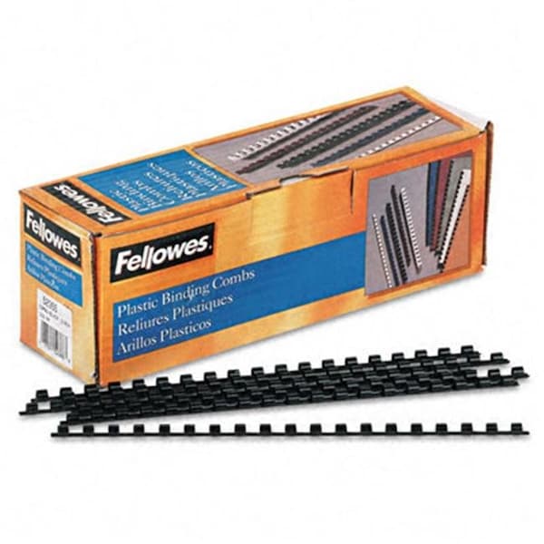 Fellowes Fellowes 52366 Plastic Comb Bindings  1/4   20-Sheet Capacity  Black  100 per Pack - 52366