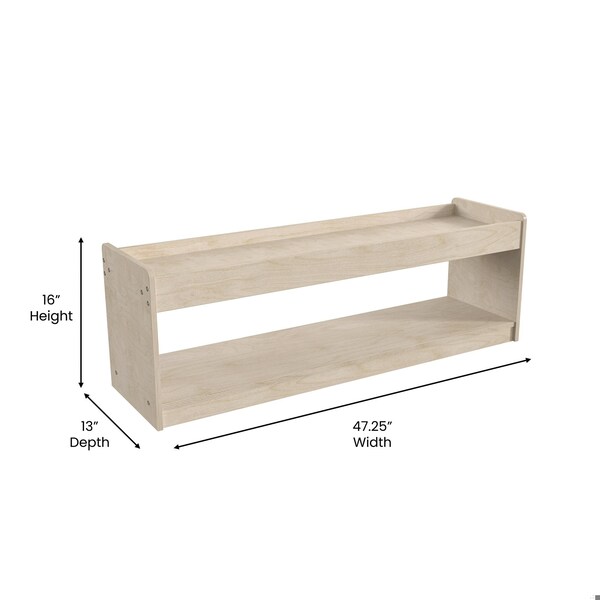 Flash Furniture Bright Beginnings Modular Wood Classroom Open Storage Unit w/ Upper Shelf, Raised Edges, Natural - MK-KE24572-GG