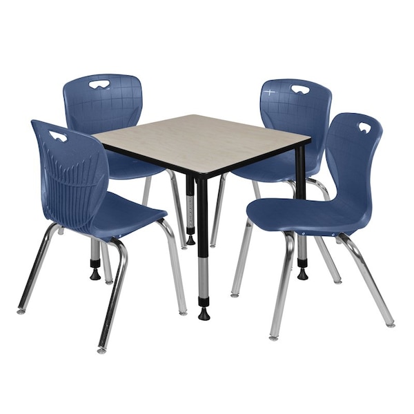 Regency Tables > Height Adjustable > Square Table & Chair Sets, 30 W, 30 L, 23-39 H, Maple - TB3030PLAPBK40NV