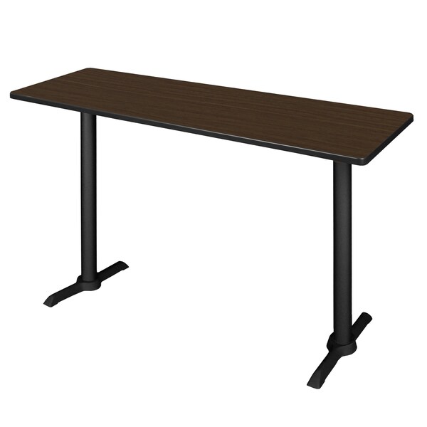 Regency Kobe T-Base Training Seminar Table W/ 2 Knight Mesh Chairs, 60 in W, 24 in L, Neo Walnut - MCTRCT6024NW