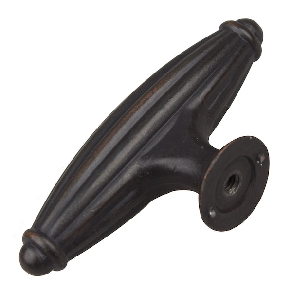 Gliderite Hardware 2-1/2 in. Oil Rubbed Bronze Fluted Cabinet T-Knob - 4047-ORB, 10PK - 4047-ORB-10