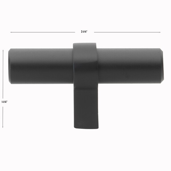 Gliderite Hardware 2-1/4 in. Matte Black Solid Steel Cabinet T-Knob - 4002-T-MB - 4002-T-MB-1