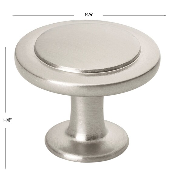 Gliderite Hardware 1-1/4 in. Satin Nickel Round Ring Cabinet Knob, 10PK - 80960-SN-10