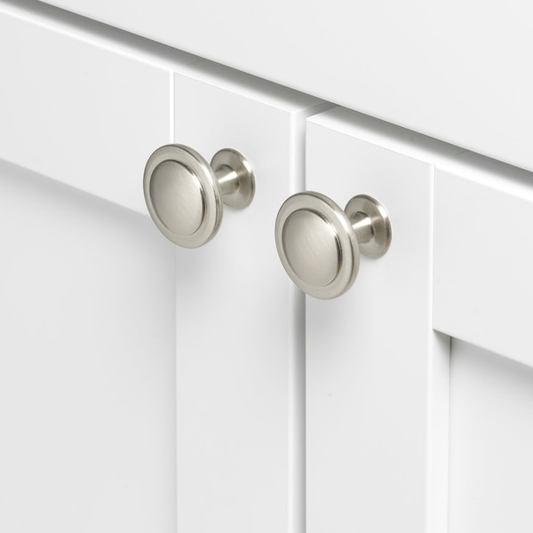 Gliderite Hardware 1-1/4 in. Satin Nickel Round Ring Cabinet Knob, 10PK - 80960-SN-10
