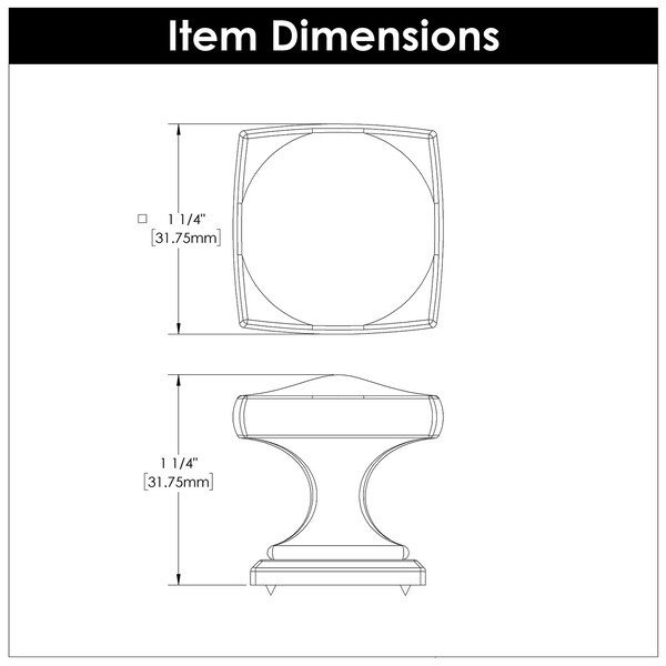 Hickory Hardware Dover Collection Knob 1-1/4 Inch Square Satin Nickel Finish - H078769SN