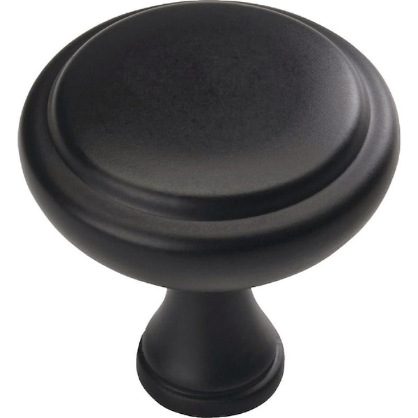 Amerock Arden Series BP37340-MB Cabinet Knob, 1-1/4 in Projection, Zinc, Matte Black, 6PK - 6PK37340MB