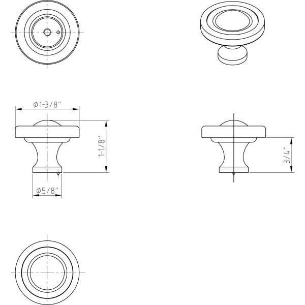Jeffrey Alexander 1-3/8" Diameter Satin Nickel Round Bella Cabinet Knob - 818SN