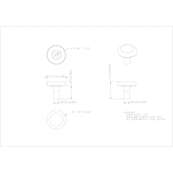 Elements By Hardware Resources 1-1/4" Diameter Brushed Pewter Round Seaver Cabinet Knob - 511BNBDL