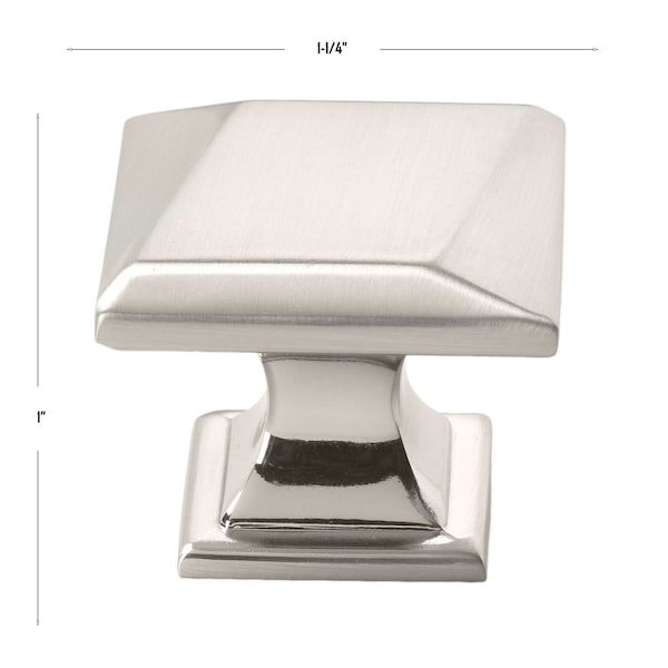 Gliderite Hardware 1-1/4 in. Square Twisted Knob Satin Nickel, 10PK - 5865-SN-10