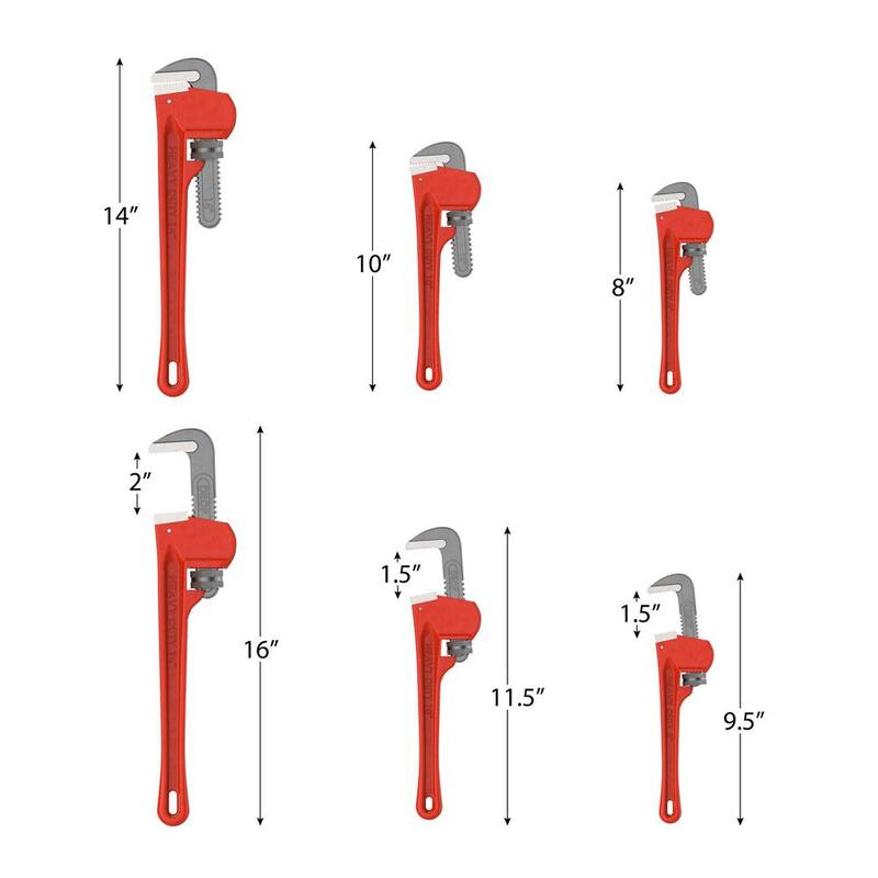 Juego de Llaves de Tubería de Hierro Fundido Resistente Stalwart con Estuche de Almacenamiento (3 Piezas) - M550026