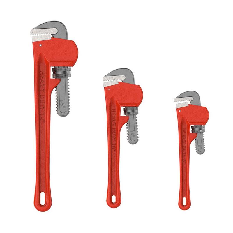 Juego de Llaves de Tubería de Hierro Fundido Resistente Stalwart con Estuche de Almacenamiento (3 Piezas) - M550026