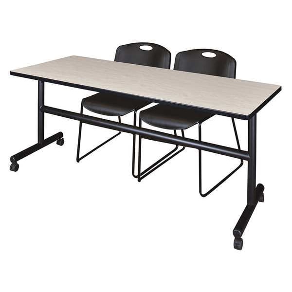 Regency Rectangle Kobe Flip Top Tables, 72 W, 24 L, 29 H, Wood, Metal Top, Maple - MKFT7224PL