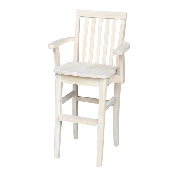 International Concepts Rectangle Mission Youth Chair, 17.25 in W, 16.5 in L, 34.5 in H, Wood, Unfinished - CC-265