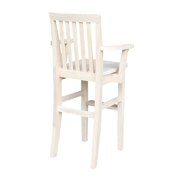 International Concepts Rectangle Mission Youth Chair, 17.25 in W, 16.5 in L, 34.5 in H, Wood, Unfinished - CC-265