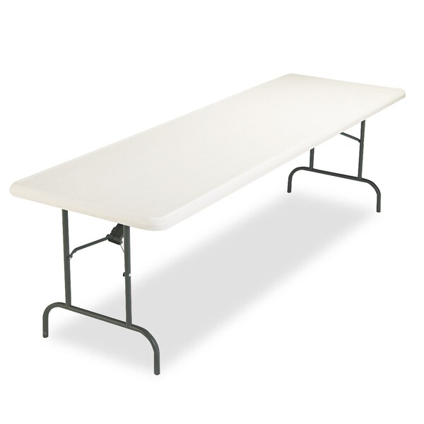 Iceberg Rectangle Folding Table, 96" W, 30" L, 29" H, Platinum Top, Blow-Molded High-Density Polyethylene - 65233
