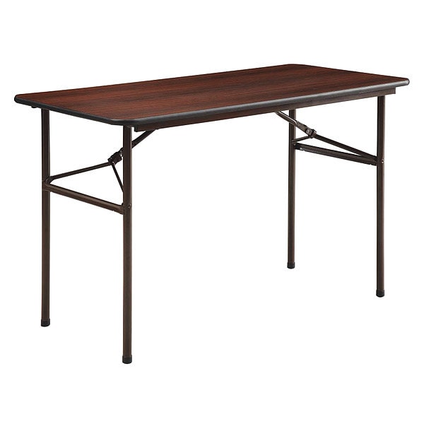 Lorell Rectangle Lorell Economy Folding Table, 24 W, 48 L, 20 H, Melamine Top, Mahogany - LLR65759