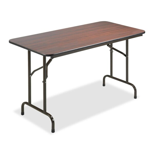 Lorell Rectangle Lorell Economy Folding Table, 24 W, 48 L, 20 H, Melamine Top, Mahogany - LLR65759
