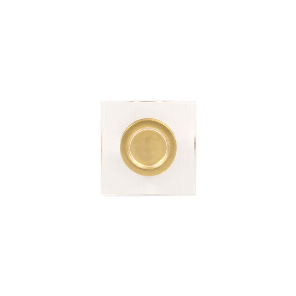 Hickory Hardware Crystal Palace Collection Knob 1-3/8 Inch Square Crysacrylic with Brushed Golden Brass Finish - H079525-CABGB