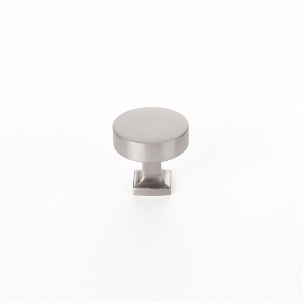 Schaub 1-1/4in Diameter Haniburton Cabinet Knob with Square Base Satin Nickel Finish - 469-15