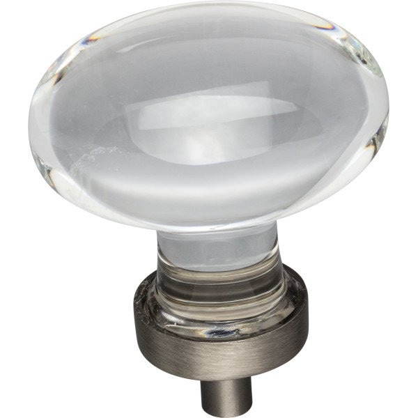Jeffrey Alexander 1-5/8" Overall Length Brushed Pewter Football Glass Harlow Cabinet Knob - G110L-BNBDL