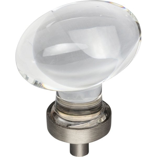 Jeffrey Alexander 1-5/8" Overall Length Brushed Pewter Football Glass Harlow Cabinet Knob - G110L-BNBDL