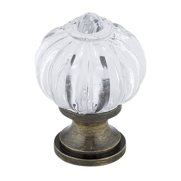 Richelieu 1 1/8 in (28 mm) Clear, Antique English Eclectic Brass, Acrylic Cabinet Knob - BP4035AE11