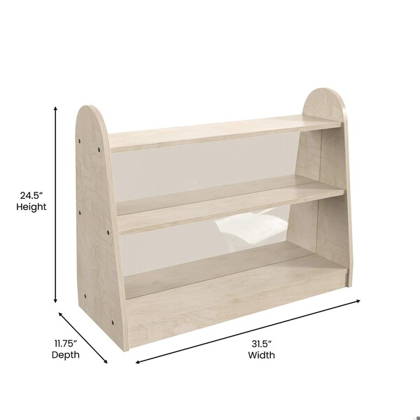 Flash Furniture Bright Beginnings Commercial 3-Shelf, 2-Sided Wooden Classroom Storage Unit w/Clear Divider, Natural - MK-KE19233-GG